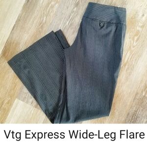 Express Design Studio Editior Vintage Wide Leg Flare Pin Stripe Trouser Pants 8